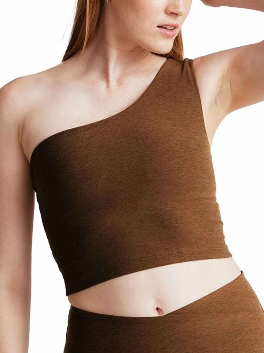 Spacedye The Bold Shoulder Cropped Tank in Bold Mocha Heather